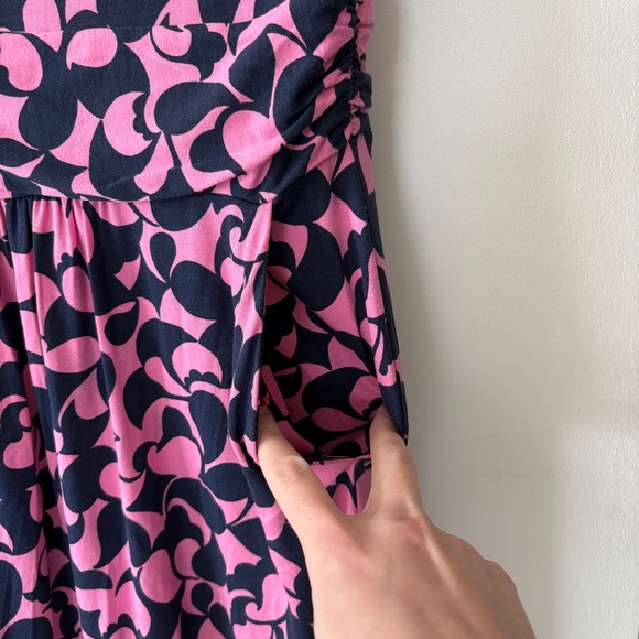 Boden Elisa Empire Dress Women Sz 6L Pink Midi Crewneck Cap sleeve Jersey Preppy - Picture 4 of 10